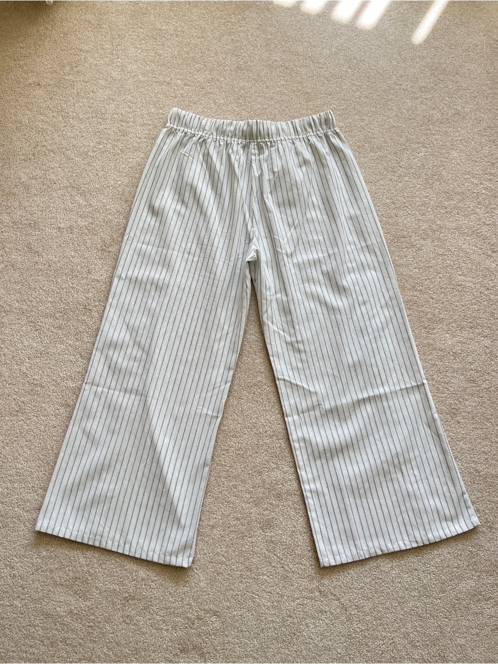 Women's Fresh FX Linen Cotton Wide Leg Pants, Size XL, White Striped Drawstring - Picture 3 of 7